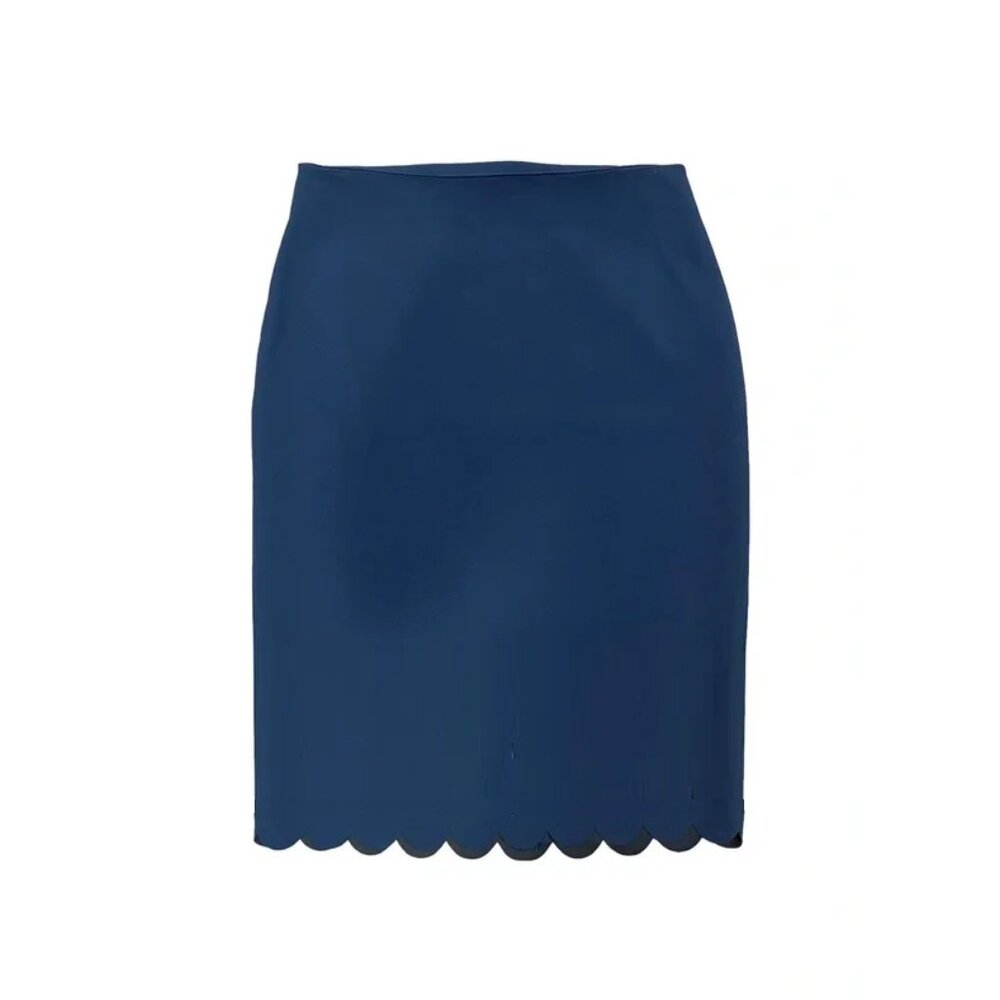 Scalloped Hem Knee Length Pencil Skirt